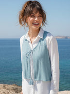 Zummer Layered Co-ord Set – Blue Cotton Shirt &amp; Palazzos