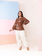 Cotton Embroidered Tunic With Pleated Wide-Leg Trouser Co-Ords Set