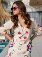 Cotton Embroidered Tunic With Trouser Co-Ords Set