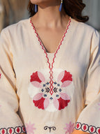 Cotton Embroidered Tunic With Trouser Co-Ords Set