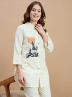 Cotton Colourblocked Tunic With Trouser Co-Ords Set