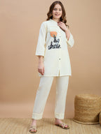 Cotton Colourblocked Tunic With Trouser Co-Ords Set