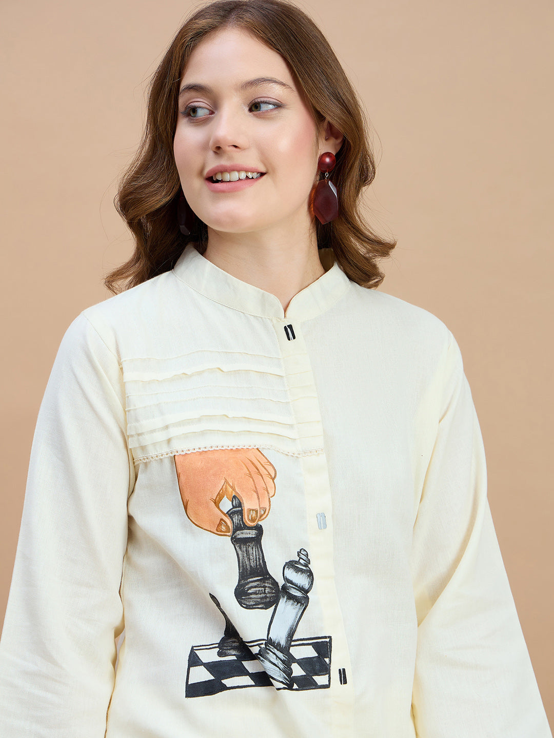 Cotton Colourblocked Tunic With Trouser Co-Ords Set
