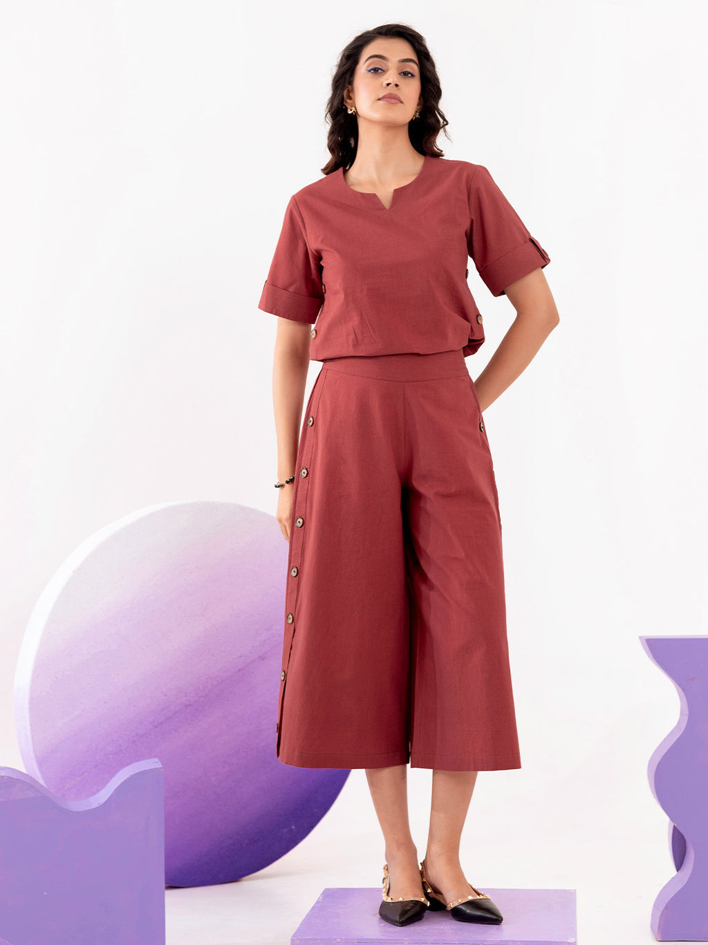 Cotton Top With Palazzos Co-Ords Set