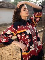 Navy Blue Colourblocked Shirt With Trouser Co-Ords Set