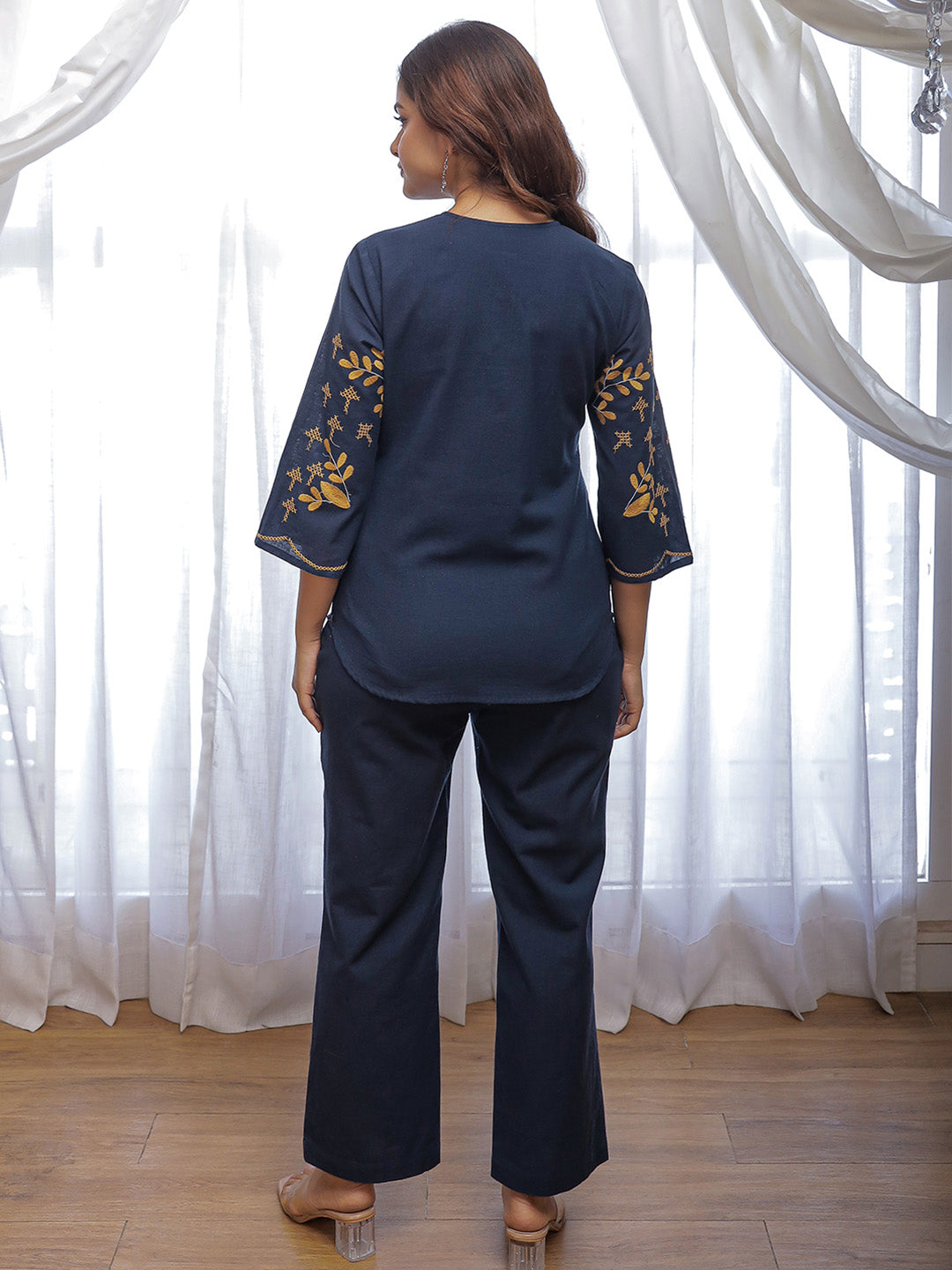 Cotton Embroidered Tunic With TrouserCo-Ords Set