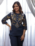 Cotton Embroidered Tunic With TrouserCo-Ords Set