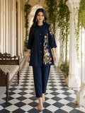Zummer Navy Blue Embroidered Cotton Co-Ord Set for Women