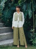 Zummer Layered Co-ord Set – Olive Cotton Shirt & Palazzos