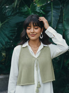 Zummer Layered Co-ord Set – Olive Cotton Shirt & Palazzos