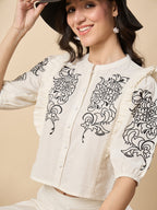 Cotton Embroidered Top With Palazzos Co-Ords Set