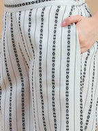 Cotton Stripe Printed Shirt And Palazzos Co-Ords Set