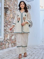 Cotton Embroidered Tunic With Trouser Co-Ords Set
