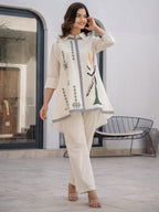 Off-White Embroidered Tunic & Trouser Co-Ord Set