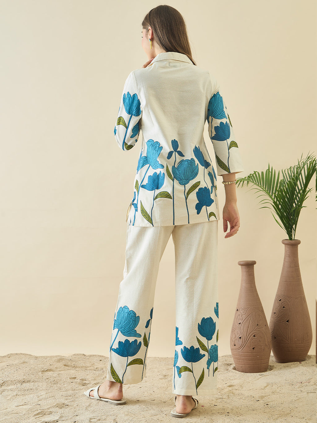 Zummer Cotton Floral Printed Shirt & Trouser Co-Ord Set