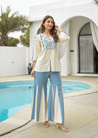 Cotton Embroidered Tunic With Palazzos Co-Ords Set