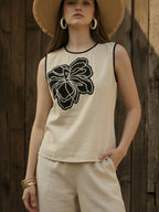 Off White & Black Appliqué Cotton Co-Ord Set