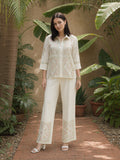 Zummer Off-White Embroidered Cotton Co-Ord Set for Women