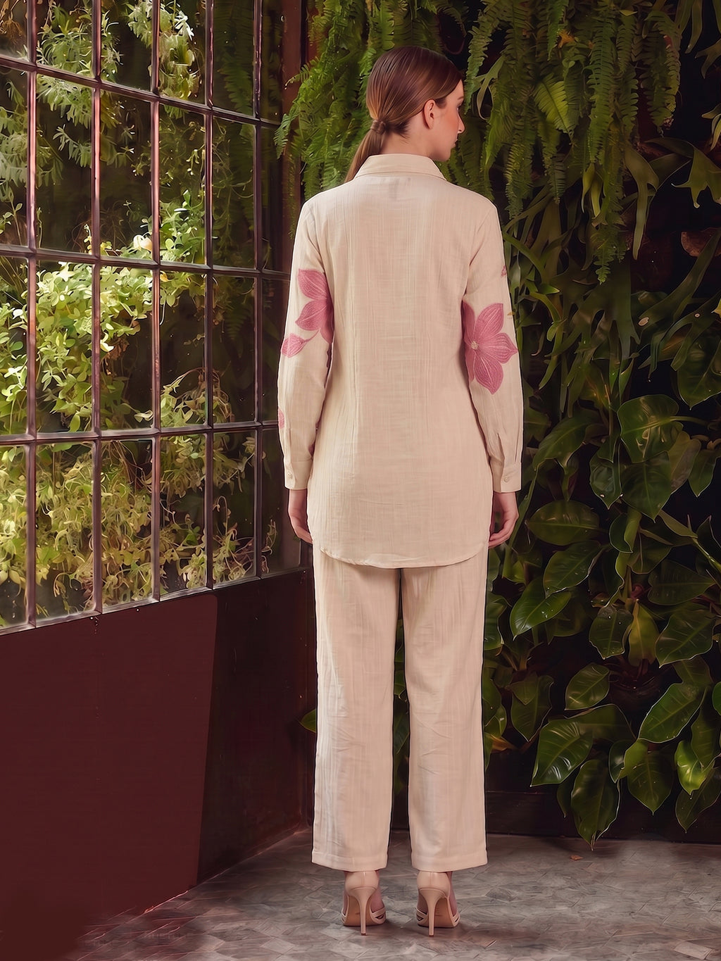 Zummer Embroidered Shirt &amp; Trouser Co-Ord Set – Off White
