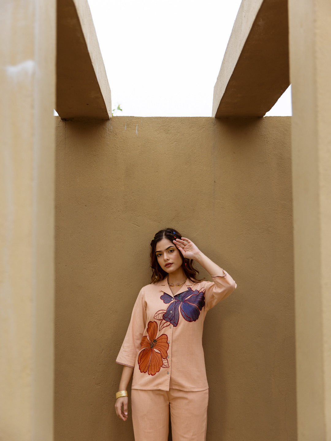 Cotton Embroidered Shirt With TrouserCo-Ords Set