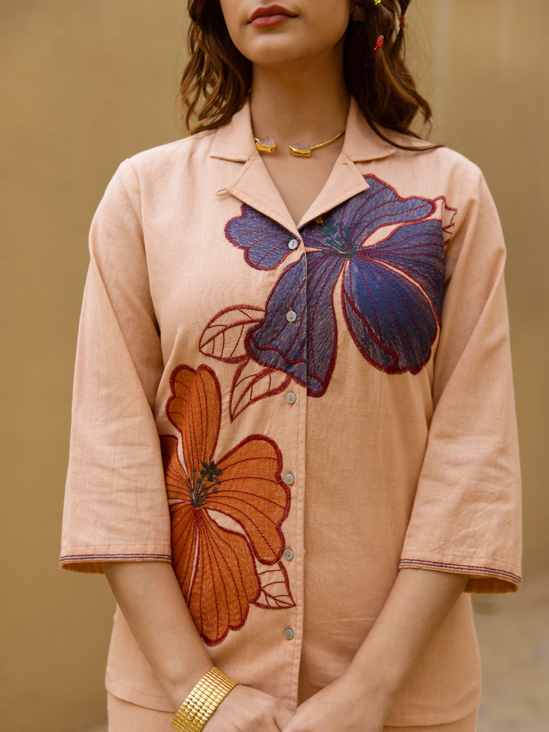 Cotton Embroidered Shirt With TrouserCo-Ords Set