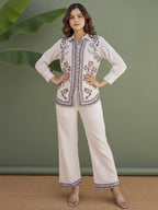 Cotton Embroidered Shirt With TrouserCo-Ords Set