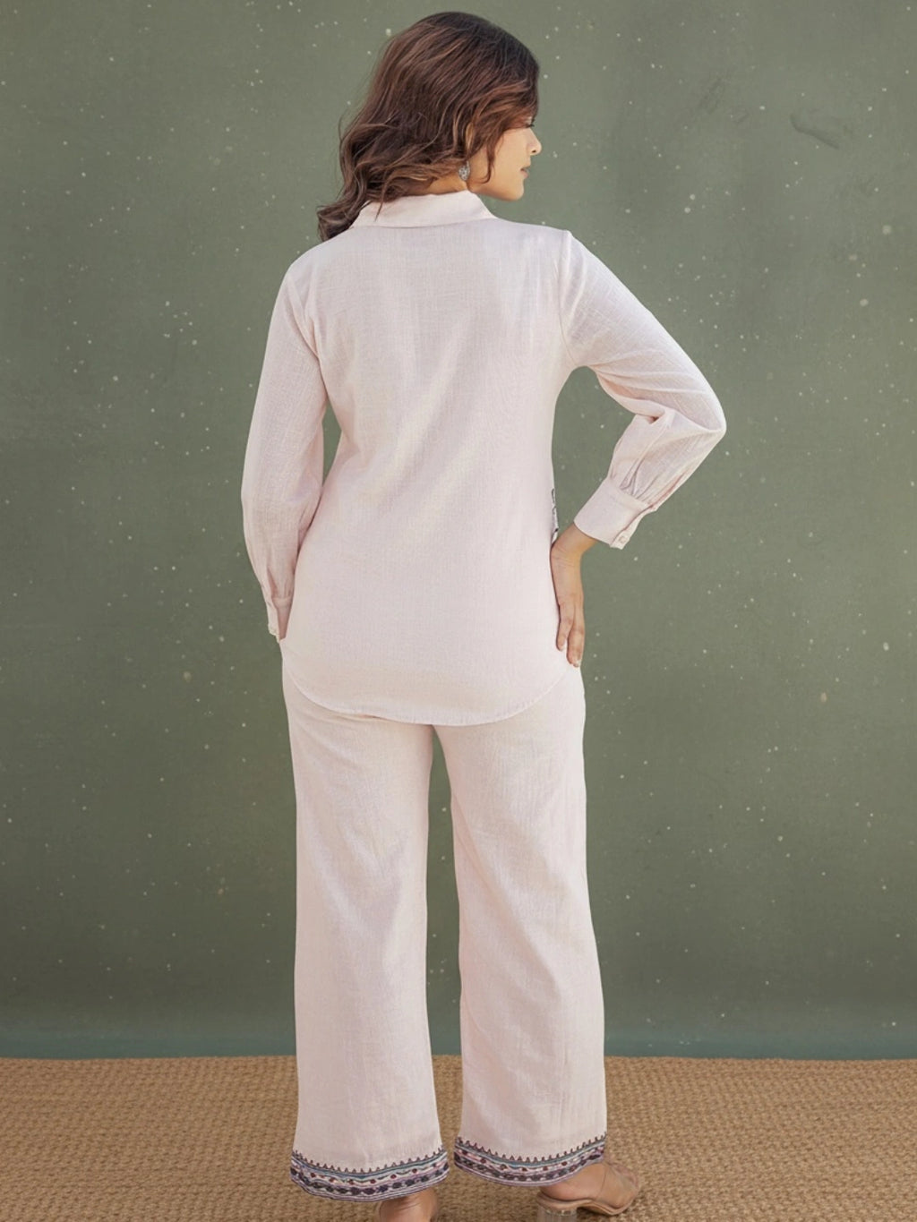 Cotton Embroidered Shirt With TrouserCo-Ords Set