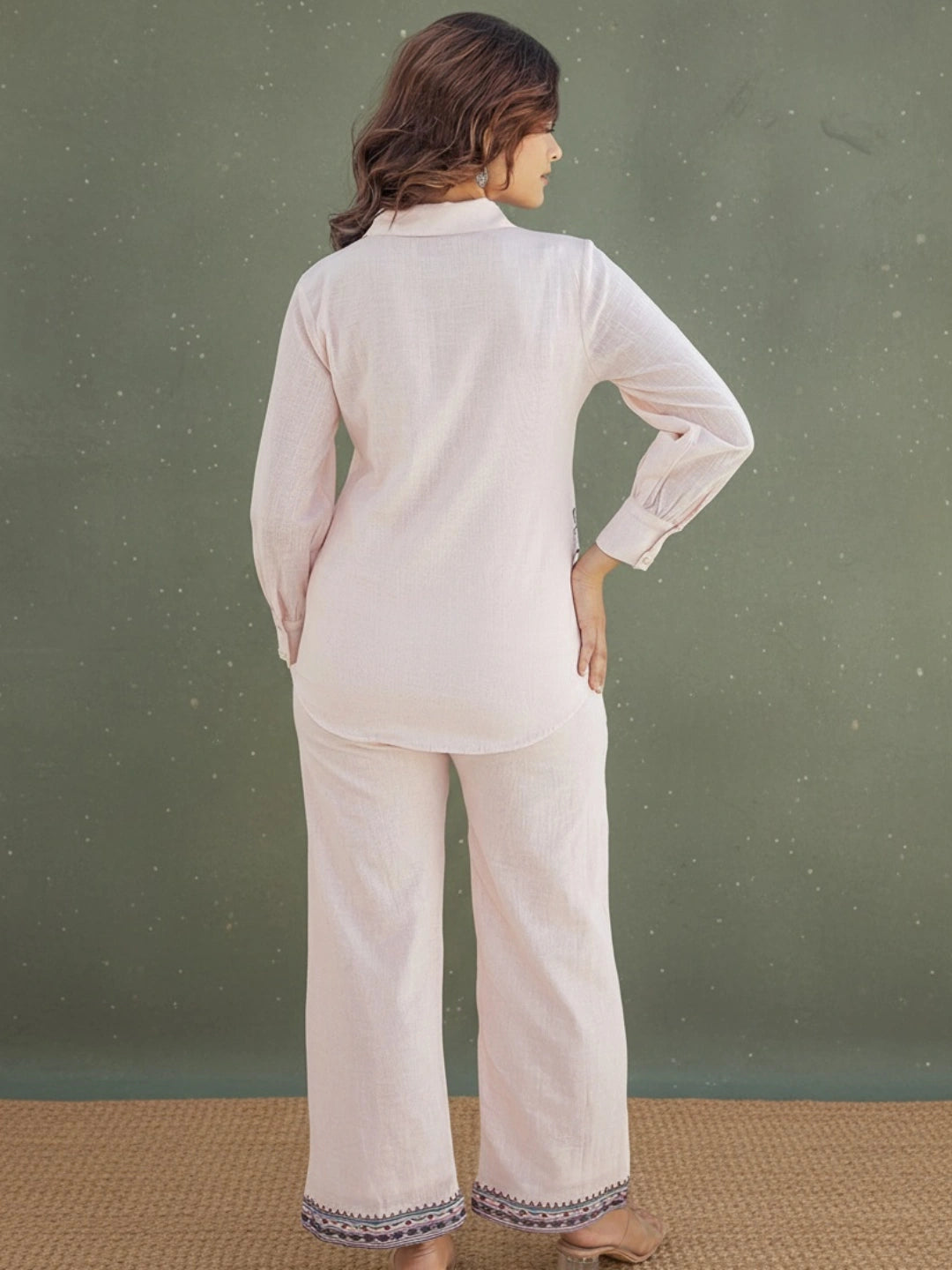 Cotton Embroidered Shirt With TrouserCo-Ords Set