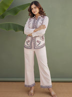 Cotton Embroidered Shirt With TrouserCo-Ords Set