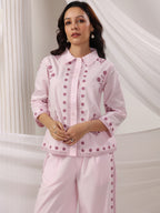 Cotton Embroidered Shirt With Palazzos Co-Ords Set