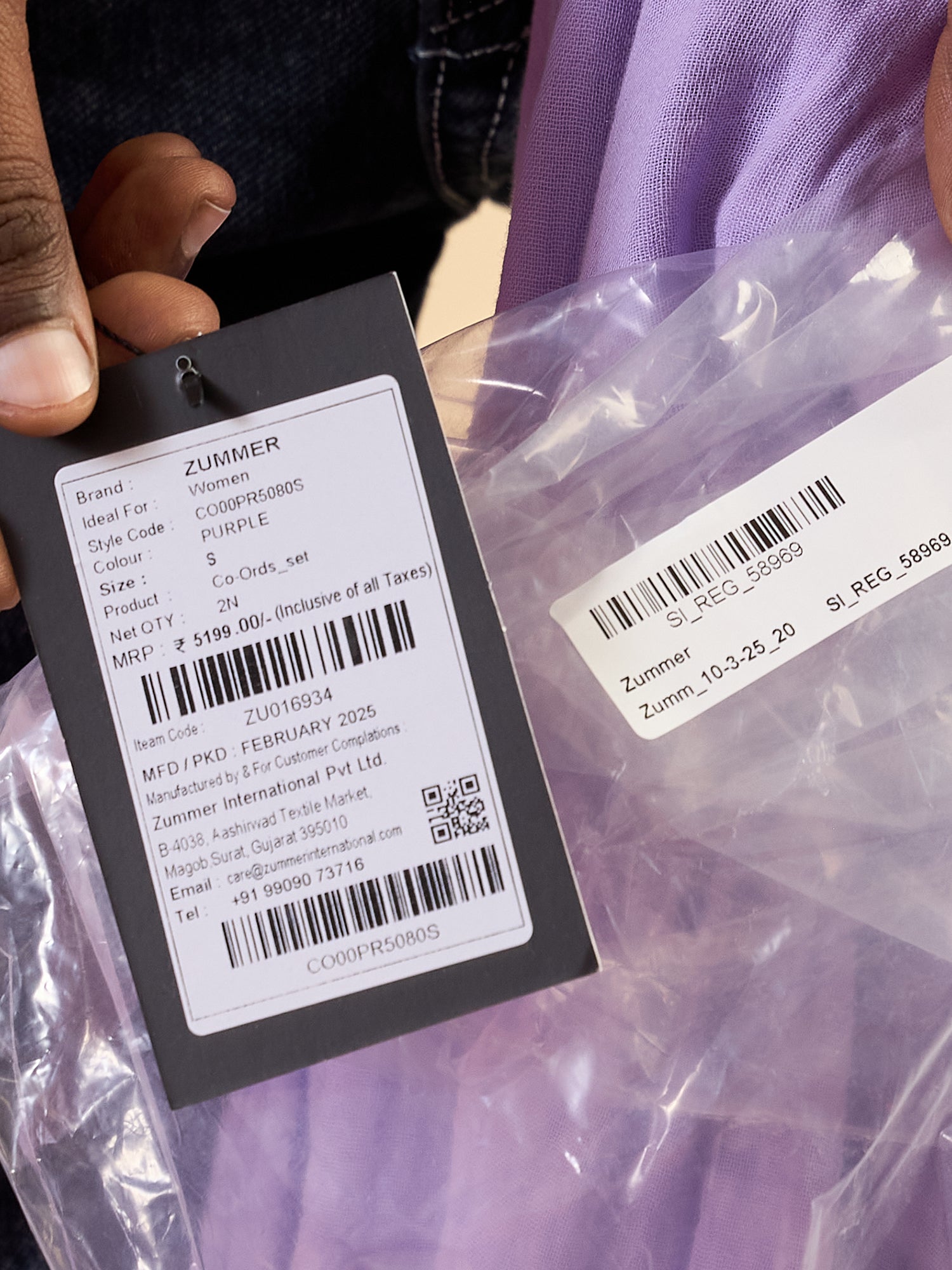 Purple Cotton Embroidered Shirt With Trouser Co-Ords Set