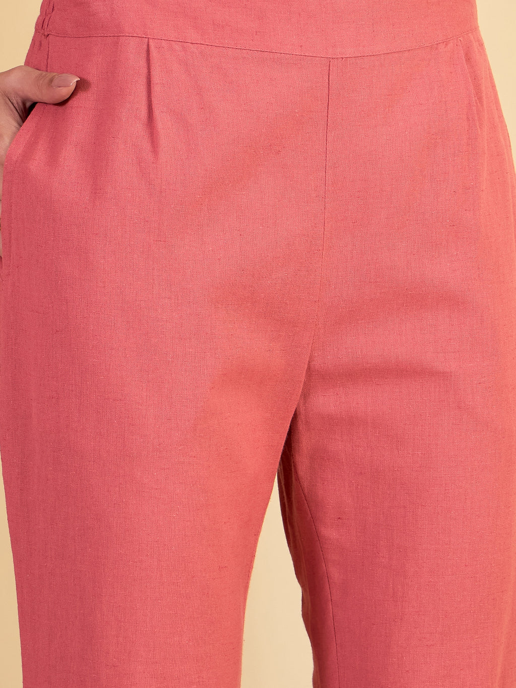 Rust Cotton Embroidered Tunic With Trouser Co-Ords Set