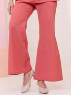 Rust Cotton Embroidered Tunic With Trouser Co-Ords Set