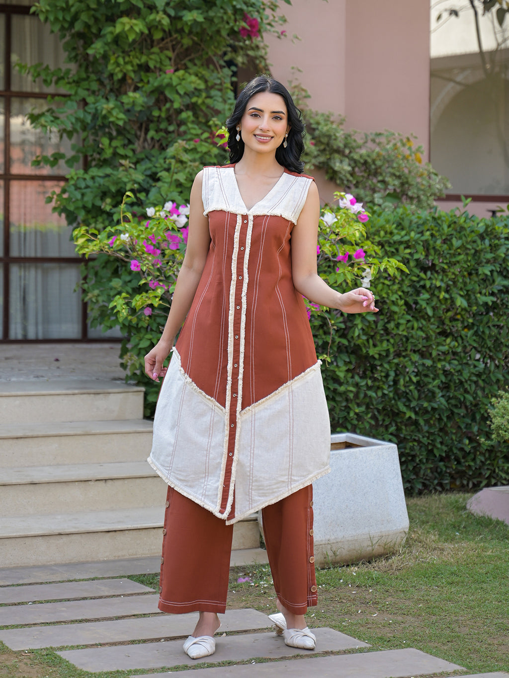 Zummer Rust Boho Chic Cotton Co-Ord Set for Women