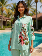 Cotton Embroidered Shirt With TrouserCo-Ords Set