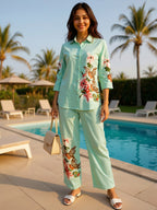 Cotton Embroidered Shirt With TrouserCo-Ords Set