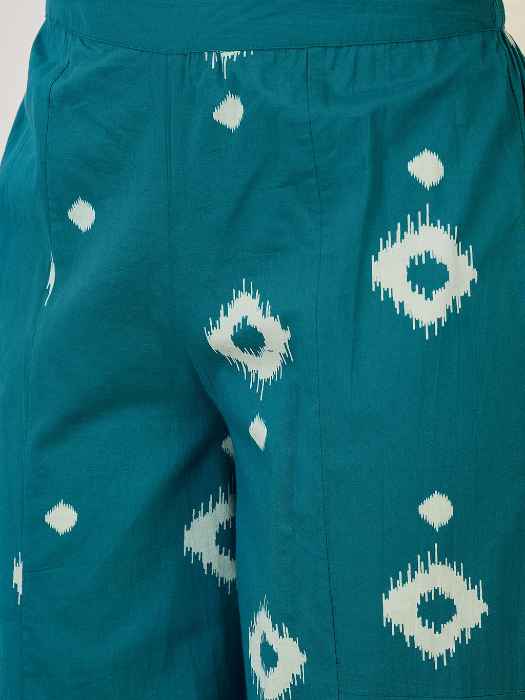 Cotton Ikat Print Top With Palazzos Co-Ords Set