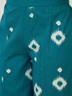Cotton Ikkat Print Top With Palazzos Co-Ords Set