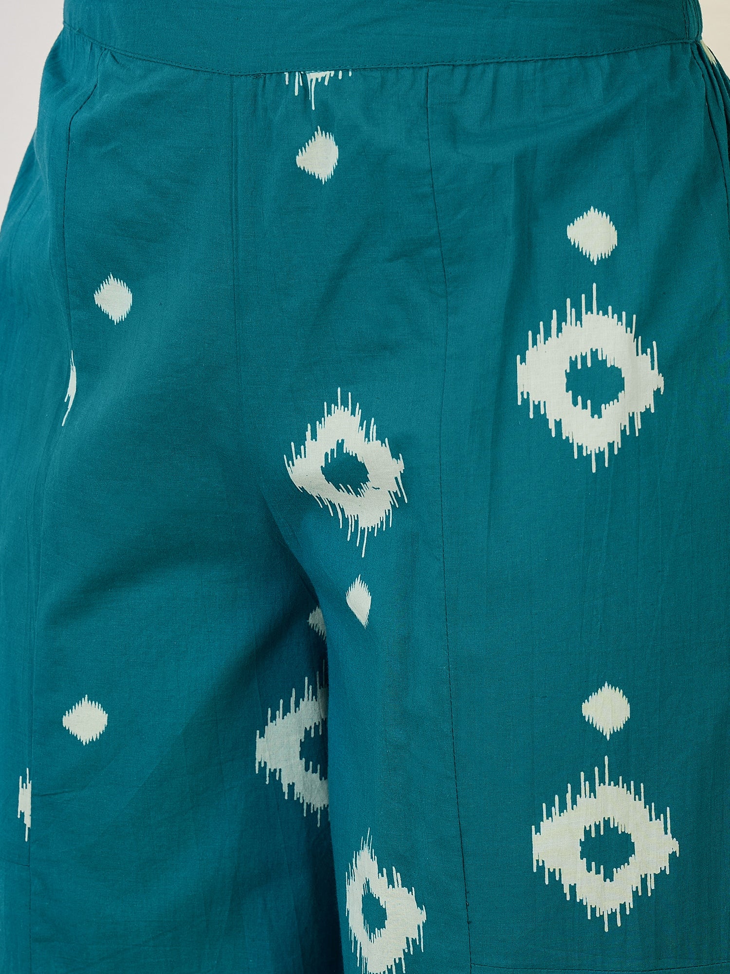 Cotton Ikat Print Top With Palazzos Co-Ords Set