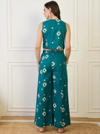 Cotton Ikkat Print Top With Palazzos Co-Ords Set