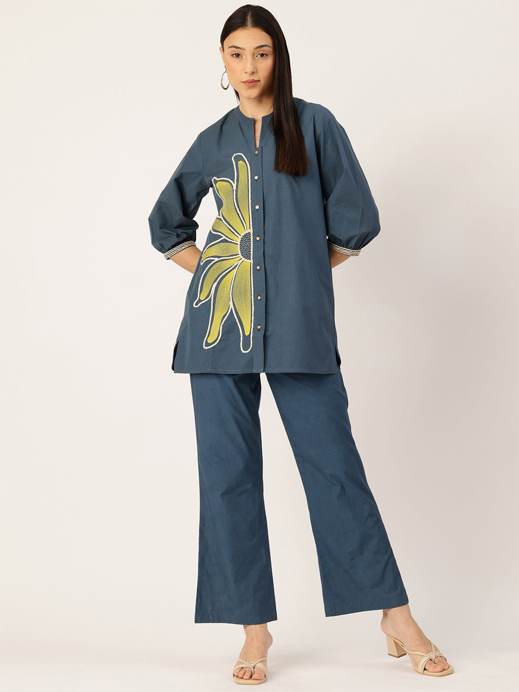 Cotton Embroidered Tunic With TrouserCo-Ords Set