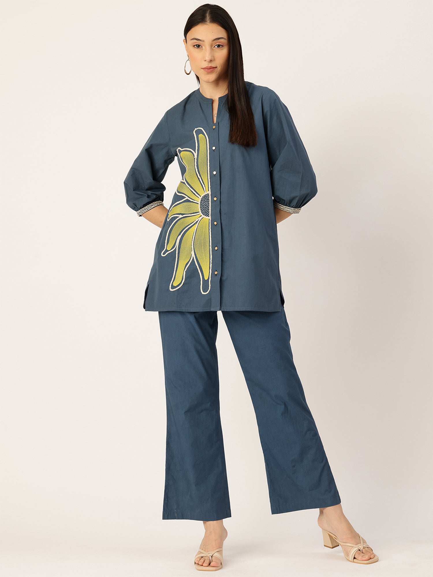 Cotton Embroidered Tunic With TrouserCo-Ords Set