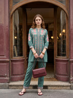 Zummer Green Embroidered Cotton Co-Ord Set