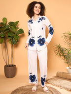 White Cotton Embroidered Shirt With Trouser Co-Ords Set