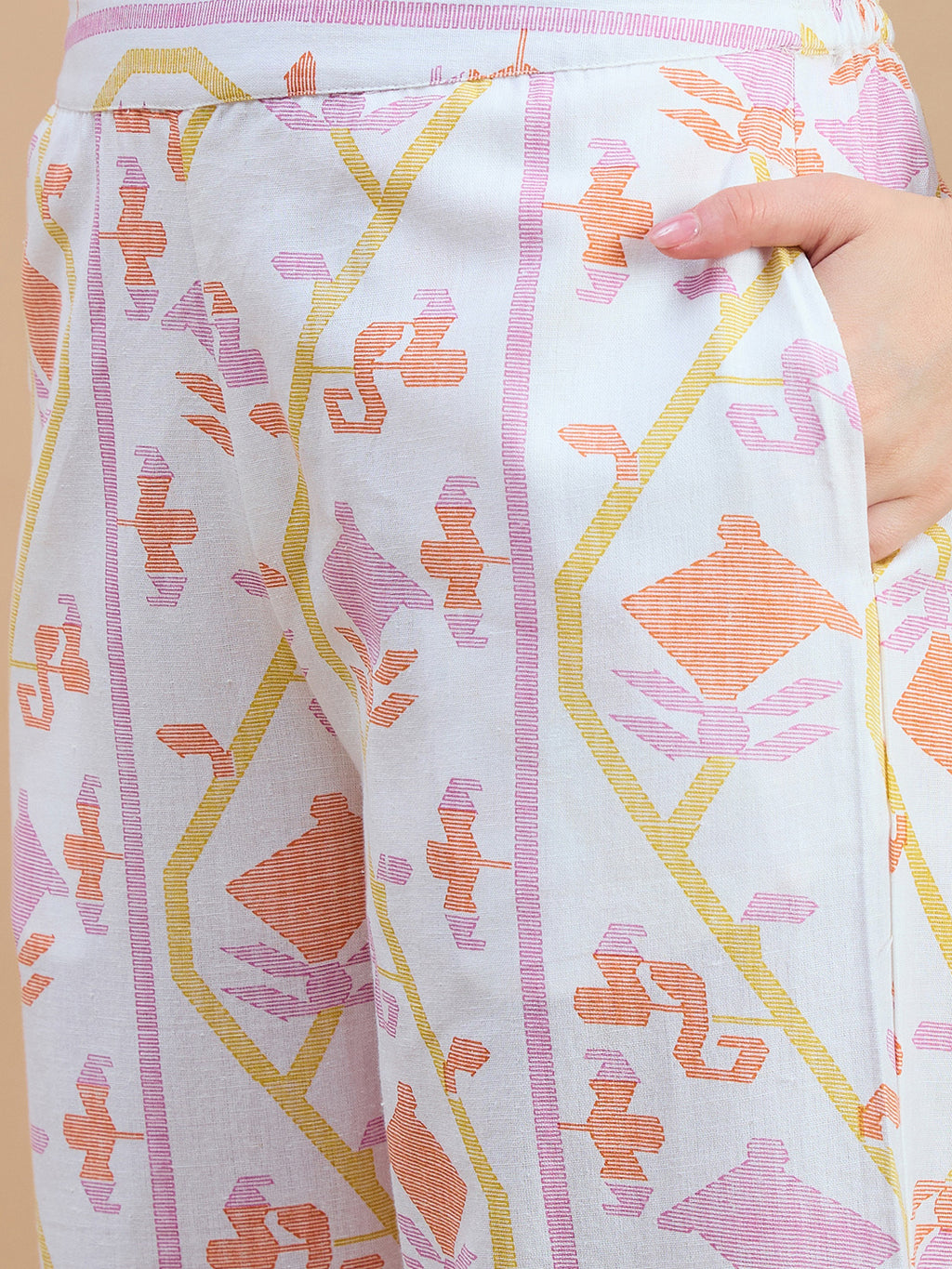 Cotton White Embroidered Shirt With Trouser Co-Ords Set