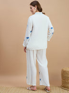 Zummer Cotton Floral Embroidered Shirt & Trouser Co-Ord Set