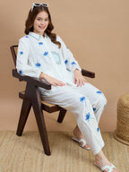 Zummer Cotton Floral Embroidered Shirt & Trouser Co-Ord Set
