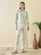 Zummer Cotton Embroidered Shirt & Trouser Co-Ord Set