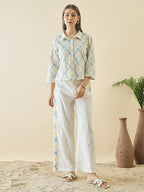 Zummer Cotton Embroidered Shirt & Trouser Co-Ord Set