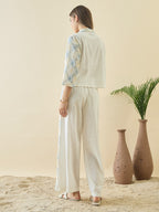 Zummer Cotton Embroidered Shirt & Trouser Co-Ord Set